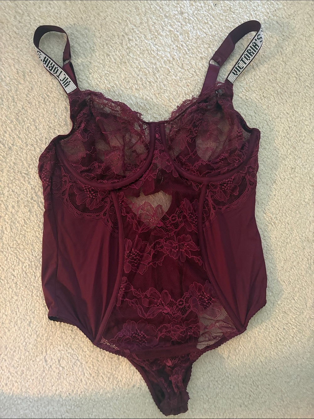 Victoria's Secret Burgundy Lace Bodysuit